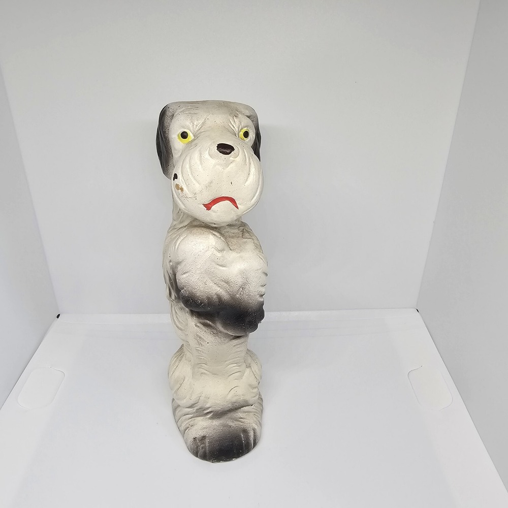Vintage Chalkware Dog Figurine Begging Terrier Schnauzer Made in Japan 6 Inch
